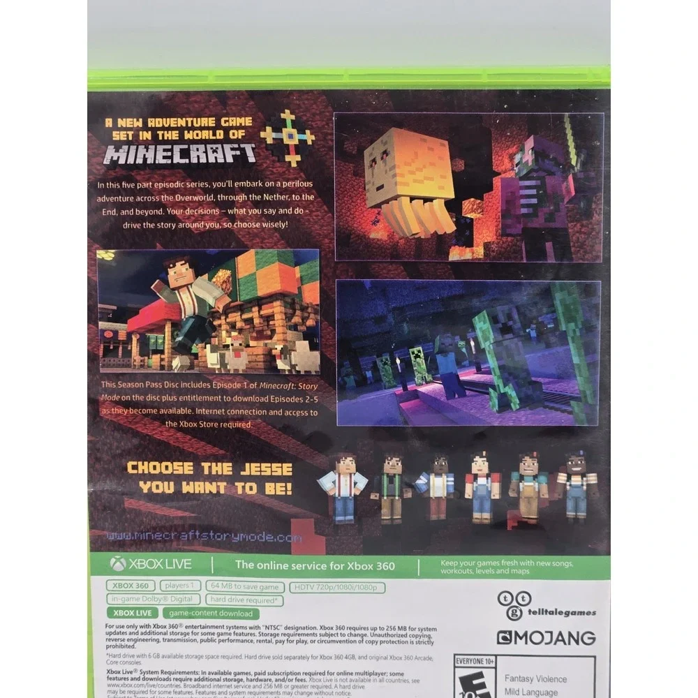 Minecraft: Story Mode Season Two 2 Microsoft Xbox 360 Disc‎ & Case